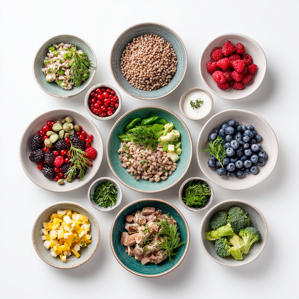 Здорові продукти харчування на кухонному столі